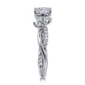 Deisha - 14K White Gold Twisted Cushion Cut Diamond Engagement Ring - 0.4 ct