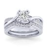 Aleesa - 14K White Gold Twisted Cushion Cut Diamond Engagement Ring - 0.15 ct