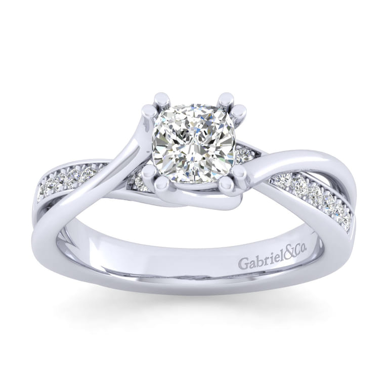 Aleesa - 14K White Gold Twisted Cushion Cut Diamond Engagement Ring - 0.15 ct - Shot 5
