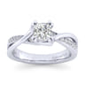 Aleesa - 14K White Gold Twisted Cushion Cut Diamond Engagement Ring - 0.15 ct