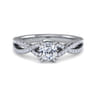 Gina - 14K White Gold Twisted Cushion Cut Diamond Engagement Ring - 0.2 ct