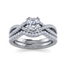 Gina - 14K White Gold Twisted Cushion Cut Diamond Engagement Ring - 0.2 ct