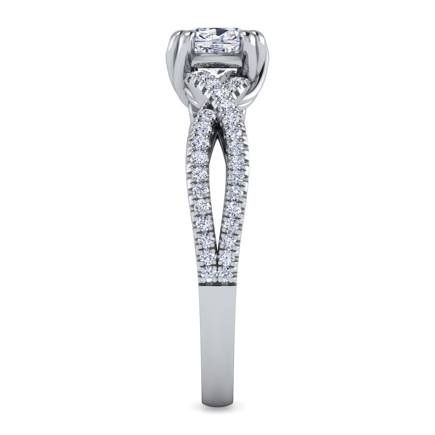 Gina - 14K White Gold Twisted Cushion Cut Diamond Engagement Ring - 0.2 ct - Shot 5