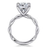 Emersin - 14K White Gold Twisted Cushion Cut Diamond Engagement Ring