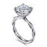 Emersin - 14K White Gold Twisted Cushion Cut Diamond Engagement Ring