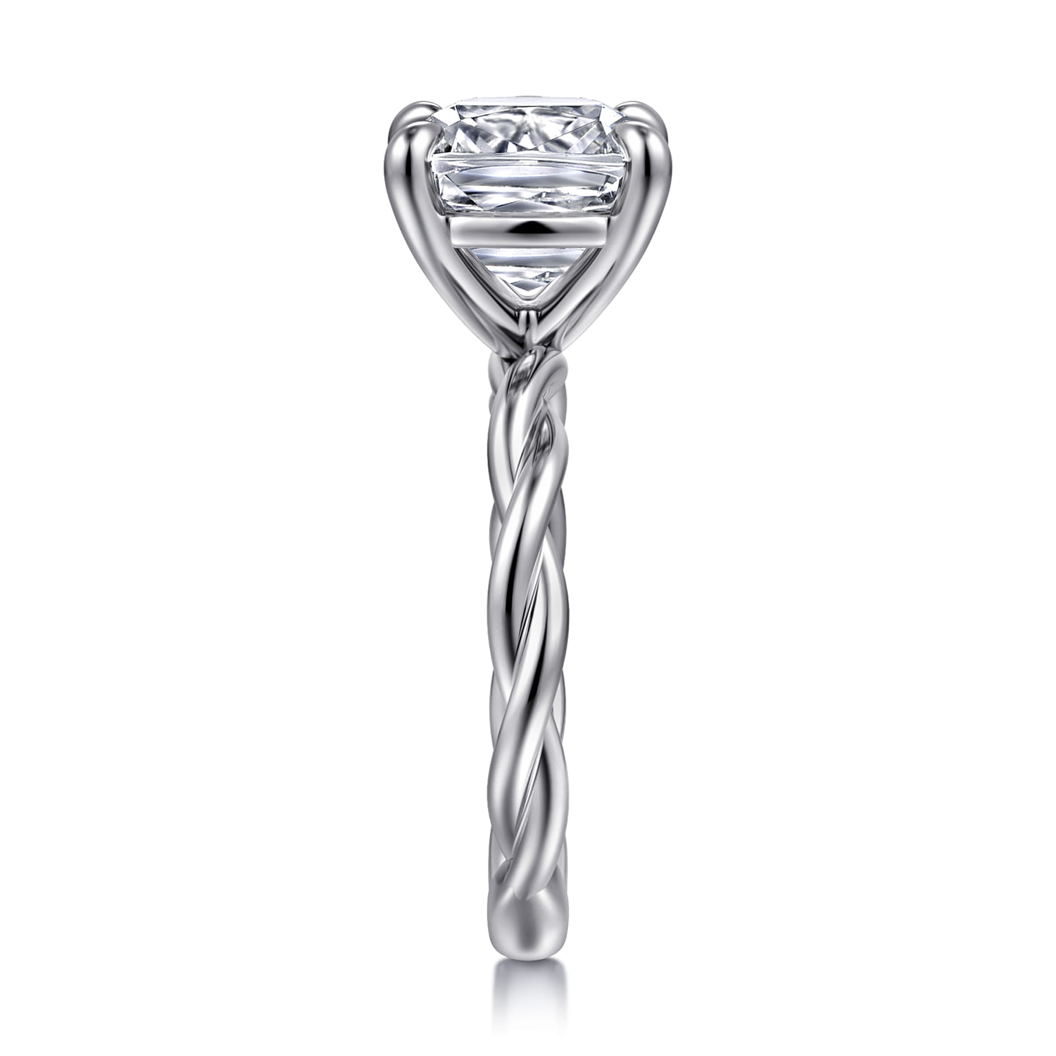 Emersin - 14K White Gold Twisted Cushion Cut Diamond Engagement Ring - Shot 4