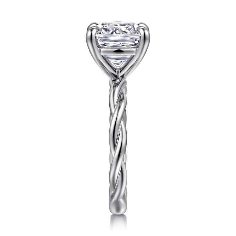 Emersin - 14K White Gold Twisted Cushion Cut Diamond Engagement Ring - Shot 4