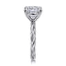 Emersin - 14K White Gold Twisted Cushion Cut Diamond Engagement Ring