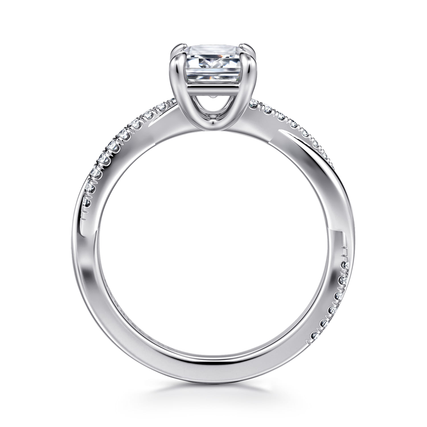 Campana - 14K White Gold Emerald Cut Twisted Diamond Engagement Ring - 0.16 ct - Shot 2