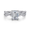 Josefina - 14K White Gold Twisted Emerald Cut Diamond Engagement Ring - 0.24 ct