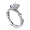 Josefina - 14K White Gold Twisted Emerald Cut Diamond Engagement Ring - 0.24 ct
