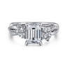 Deisha - 14K White Gold Twisted Emerald Cut Diamond Engagement Ring - 0.4 ct