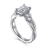 Deisha - 14K White Gold Twisted Emerald Cut Diamond Engagement Ring - 0.4 ct