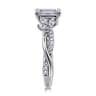 Deisha - 14K White Gold Twisted Emerald Cut Diamond Engagement Ring - 0.4 ct