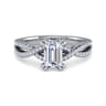Gina - 14K White Gold Twisted Emerald Cut Diamond Engagement Ring - 0.2 ct