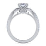 Gina - 14K White Gold Twisted Emerald Cut Diamond Engagement Ring - 0.2 ct