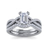 Gina - 14K White Gold Twisted Emerald Cut Diamond Engagement Ring - 0.2 ct