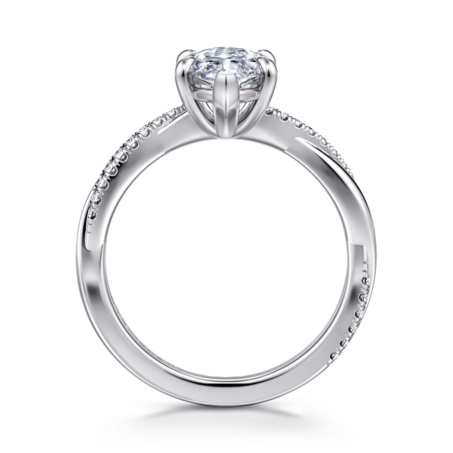 Campana - 14K White Gold Marquise ShapeTwisted Diamond Engagement Ring - 0.16 ct - Shot 2