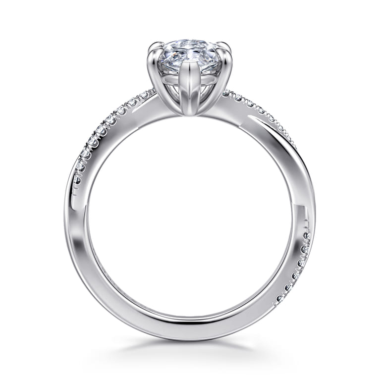 Campana - 14K White Gold Marquise ShapeTwisted Diamond Engagement Ring - 0.16 ct - Shot 2