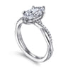 Campana - 14K White Gold Marquise ShapeTwisted Diamond Engagement Ring - 0.16 ct
