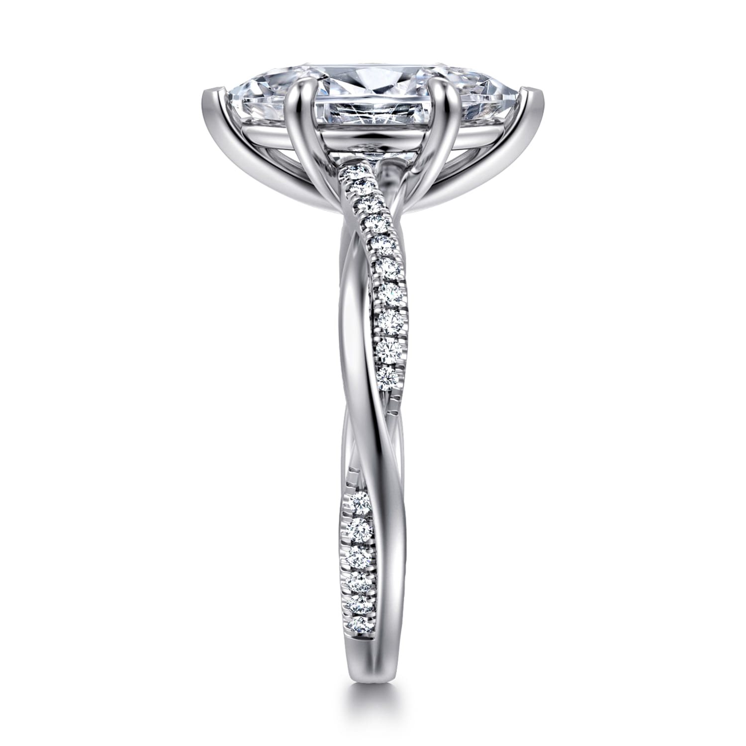 Campana - 14K White Gold Marquise ShapeTwisted Diamond Engagement Ring - 0.16 ct - Shot 4