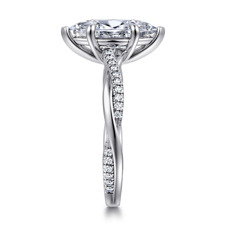 Campana - 14K White Gold Marquise ShapeTwisted Diamond Engagement Ring - 0.16 ct - Shot 4