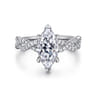 Josefina - 14K White Gold Twisted Marquise Shape Diamond Engagement Ring - 0.24 ct