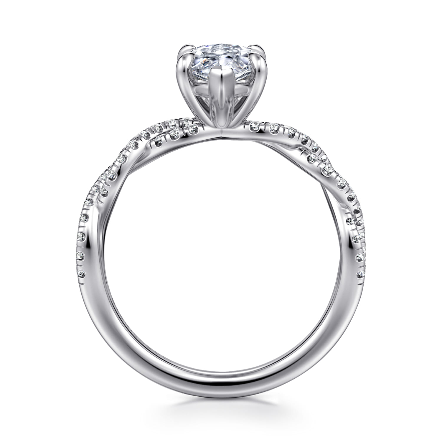 Josefina - 14K White Gold Twisted Marquise Shape Diamond Engagement Ring - 0.24 ct - Shot 2