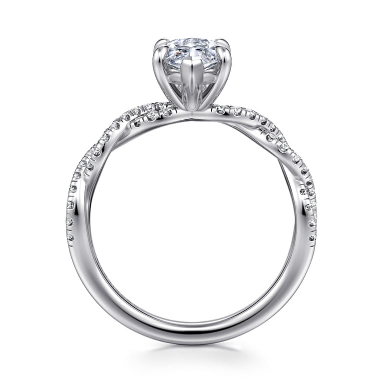 Josefina - 14K White Gold Twisted Marquise Shape Diamond Engagement Ring - 0.24 ct - Shot 2