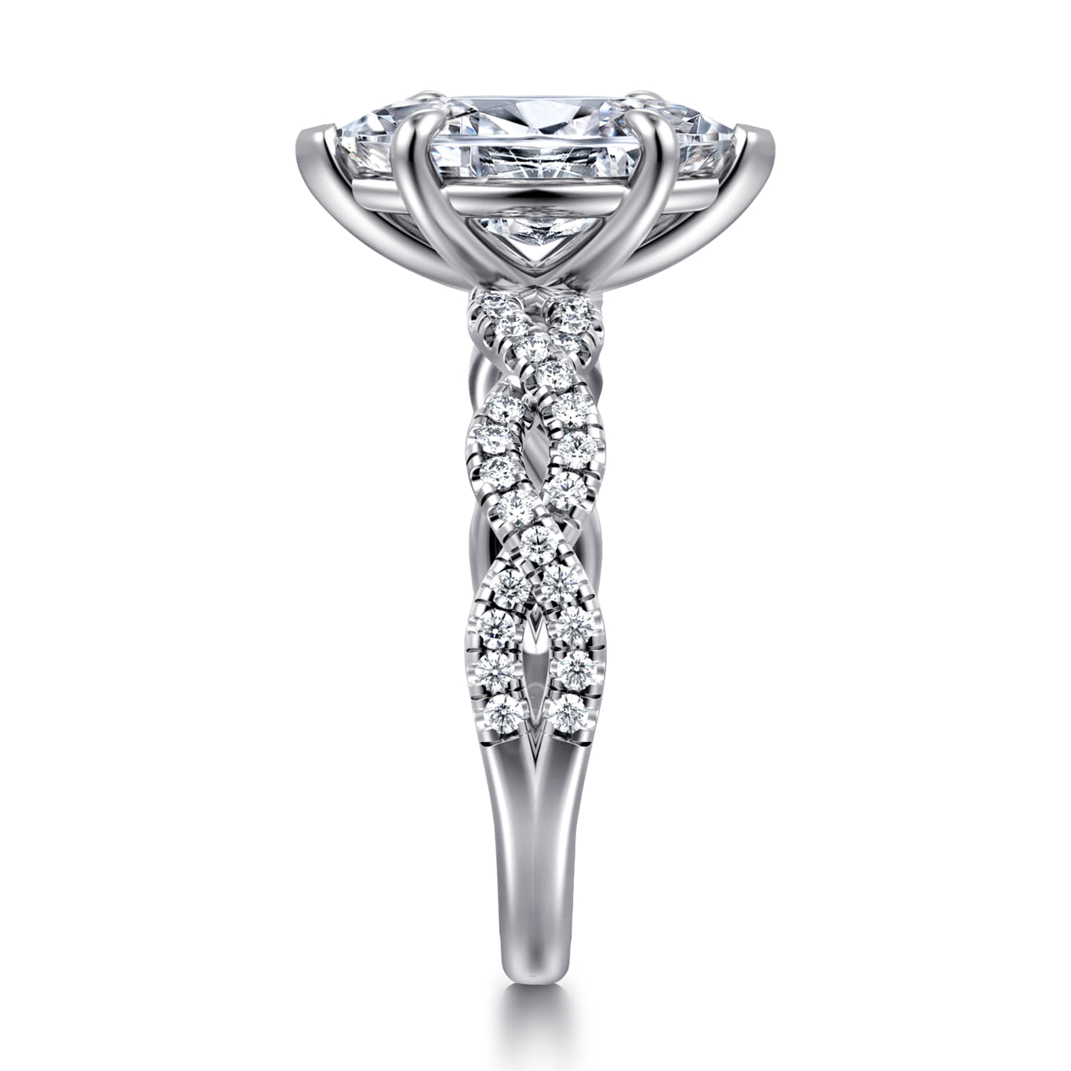 Josefina - 14K White Gold Twisted Marquise Shape Diamond Engagement Ring - 0.24 ct - Shot 4