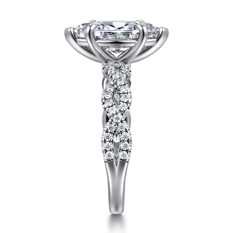 Josefina - 14K White Gold Twisted Marquise Shape Diamond Engagement Ring - 0.24 ct - Shot 4
