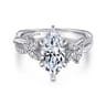 Deisha - 14K White Gold Twisted Marquise Shape Diamond Engagement Ring - 0.4 ct