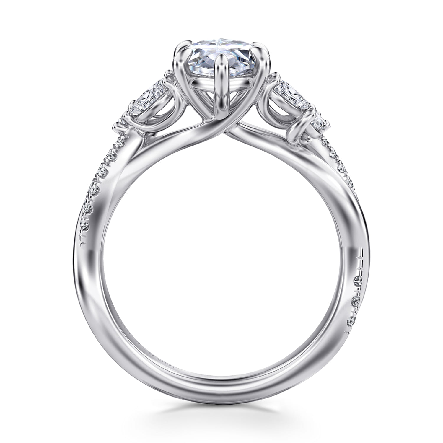 Deisha - 14K White Gold Twisted Marquise Shape Diamond Engagement Ring - 0.4 ct - Shot 2