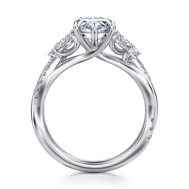 Deisha - 14K White Gold Twisted Marquise Shape Diamond Engagement Ring - 0.4 ct - Shot 2