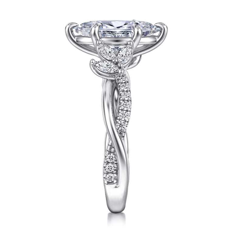 Deisha - 14K White Gold Twisted Marquise Shape Diamond Engagement Ring - 0.4 ct - Shot 4