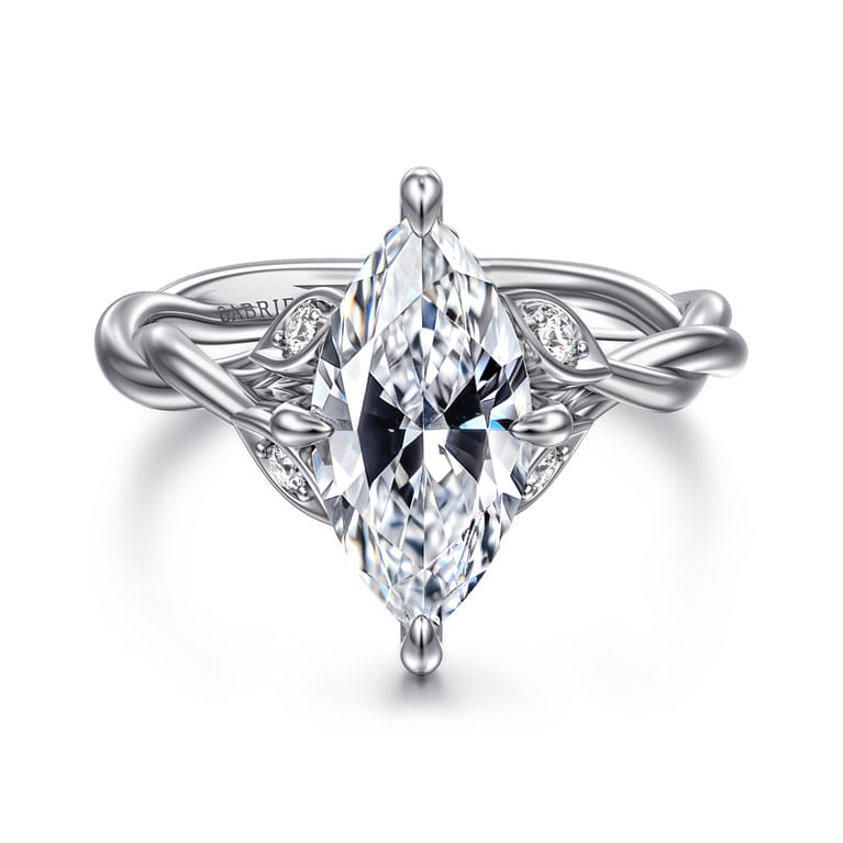 Daija - 14K White Gold Twisted Marquise Diamond Engagement Ring - 0.09 ct - Shot 1