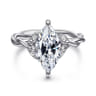 Daija - 14K White Gold Twisted Marquise Diamond Engagement Ring - 0.09 ct