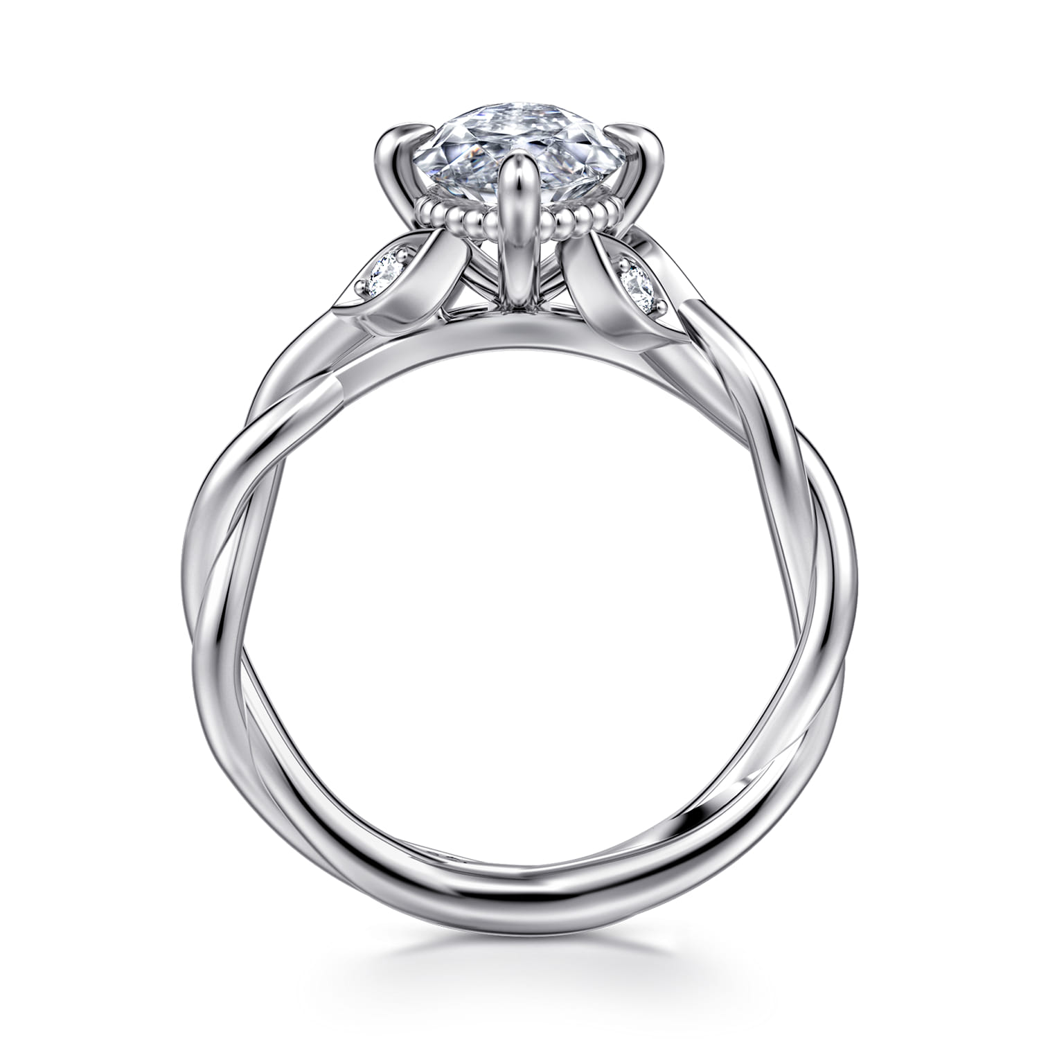 Daija - 14K White Gold Twisted Marquise Diamond Engagement Ring - 0.09 ct - Shot 2