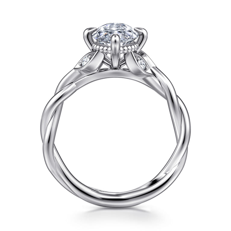 Daija - 14K White Gold Twisted Marquise Diamond Engagement Ring - 0.09 ct - Shot 2