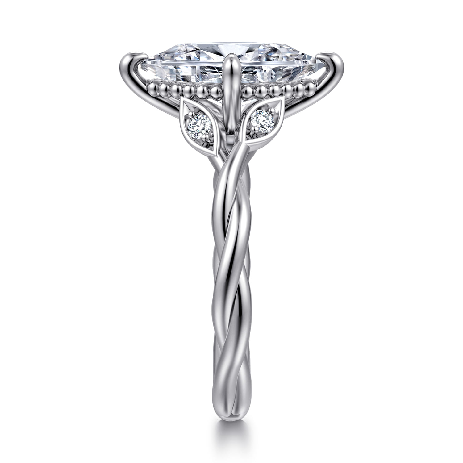 Daija - 14K White Gold Twisted Marquise Diamond Engagement Ring - 0.09 ct - Shot 4