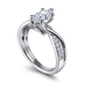 Aleesa - 14K White Gold Twisted Marquise Shape Diamond Engagement Ring - 0.15 ct