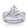 Aleesa - 14K White Gold Twisted Marquise Shape Diamond Engagement Ring - 0.15 ct
