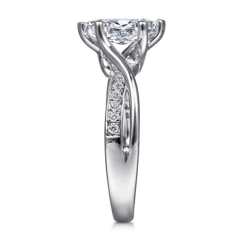 Aleesa - 14K White Gold Twisted Marquise Shape Diamond Engagement Ring - 0.15 ct - Shot 5