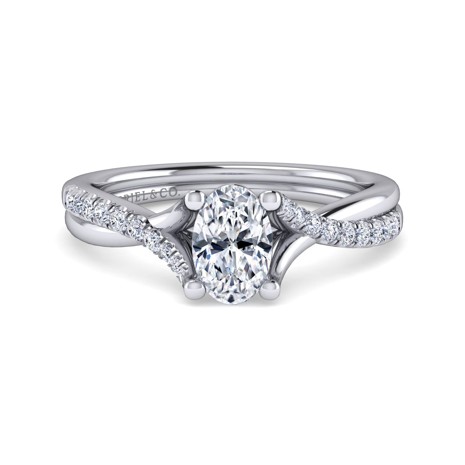 Leigh - 14K White Gold Oval Diamond Engagement Ring - 0.15 ct - Shot 1