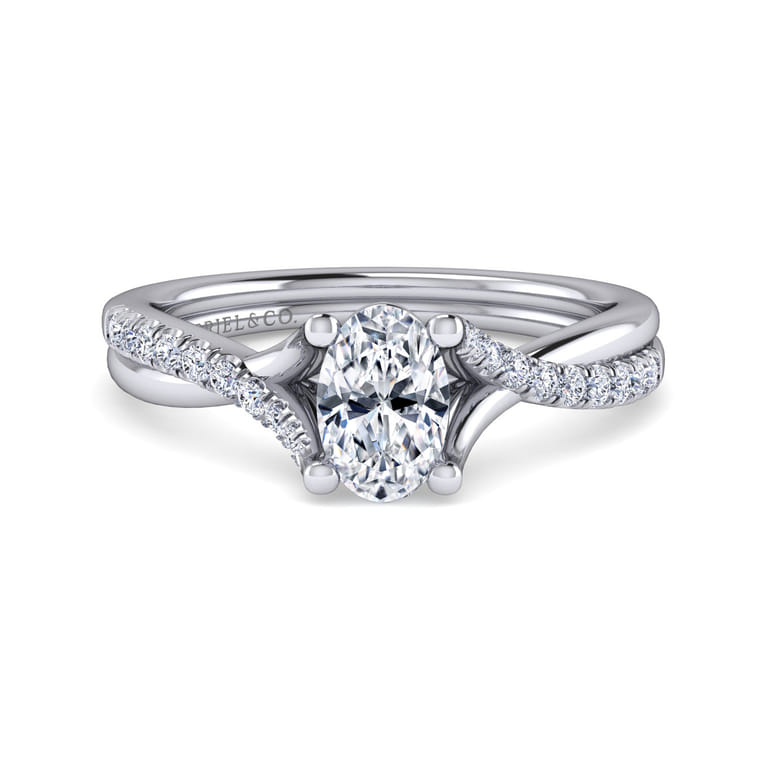 Leigh - 14K White Gold Oval Diamond Engagement Ring - 0.15 ct - Shot 1