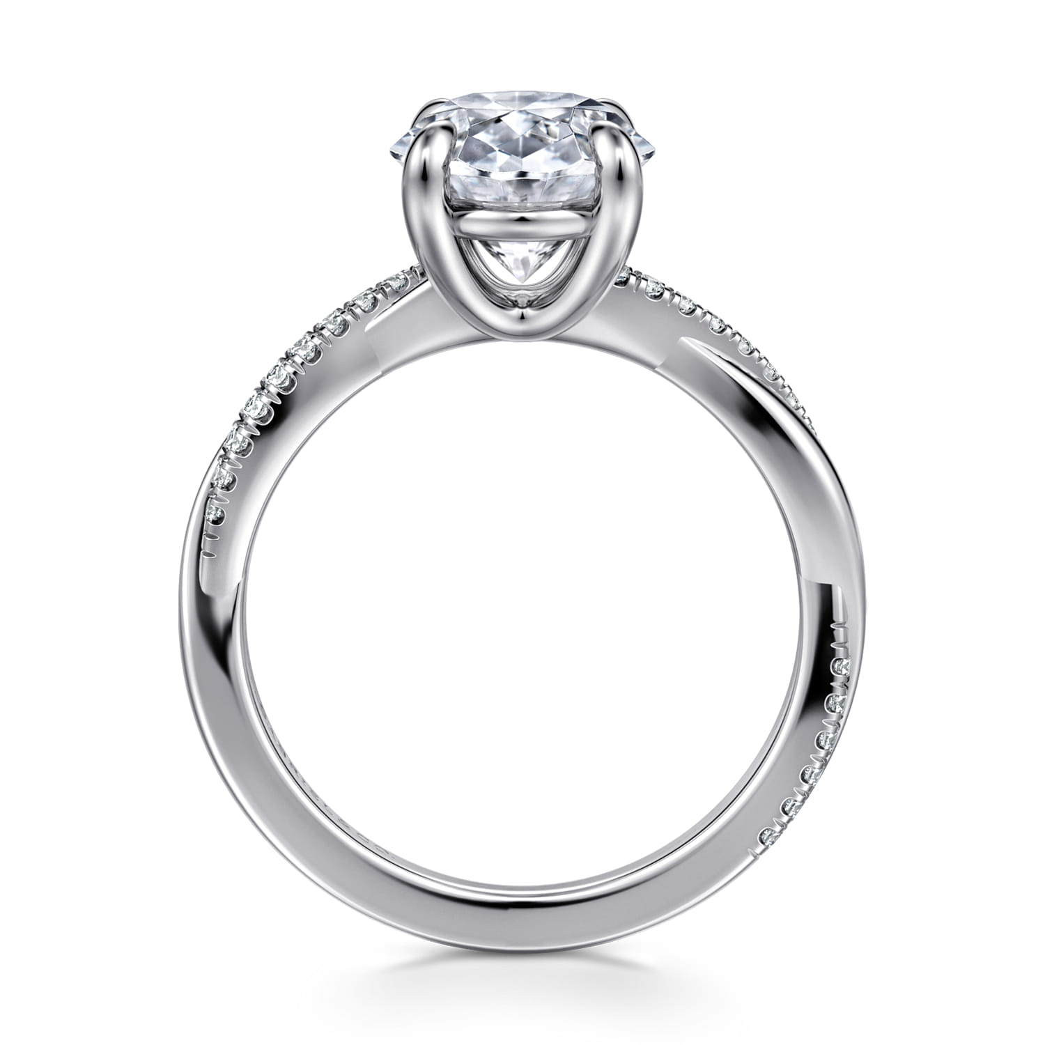 Campana - 14K White Gold Oval Diamond Engagement Ring - 0.16 ct - Shot 2