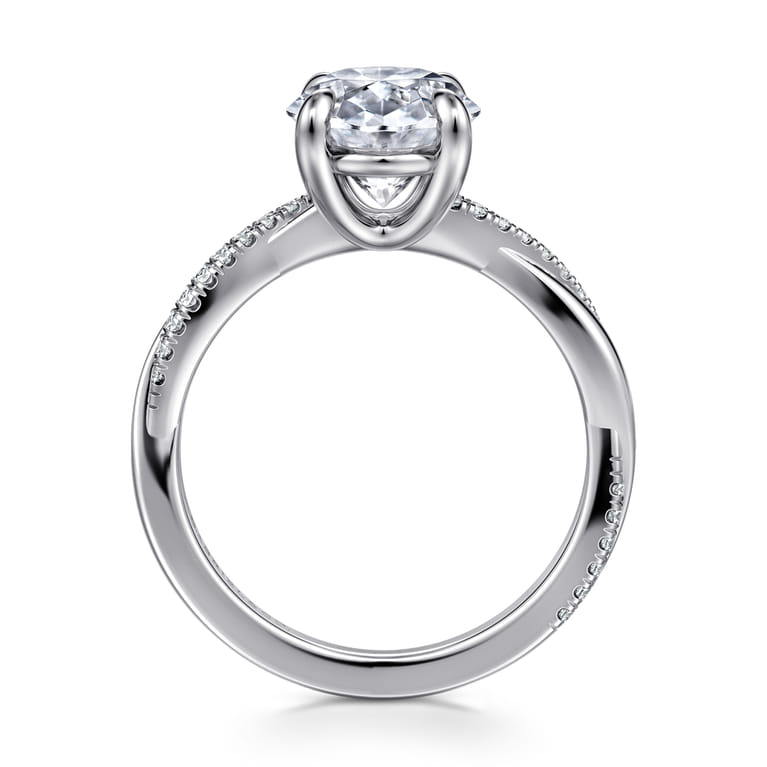 Campana - 14K White Gold Oval Diamond Engagement Ring - 0.16 ct - Shot 2