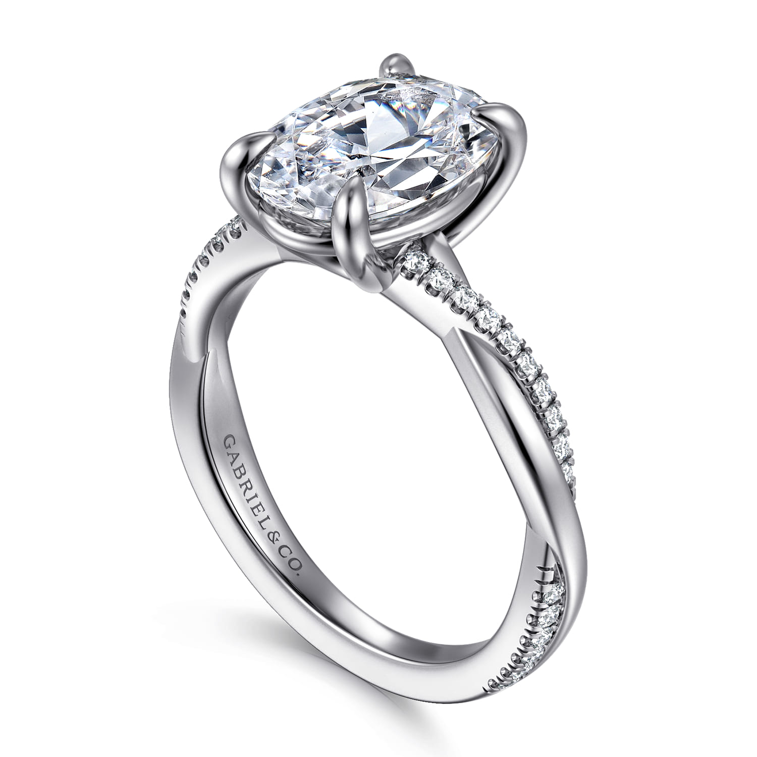 Campana - 14K White Gold Oval Diamond Engagement Ring - 0.16 ct - Shot 3