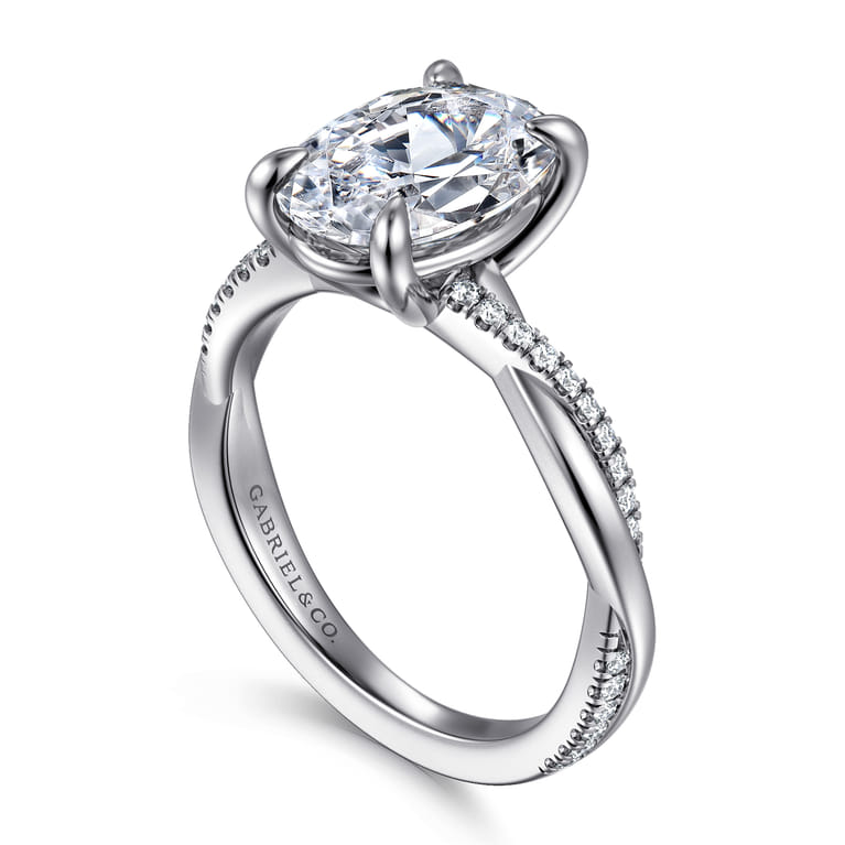 Campana - 14K White Gold Oval Diamond Engagement Ring - 0.16 ct - Shot 3