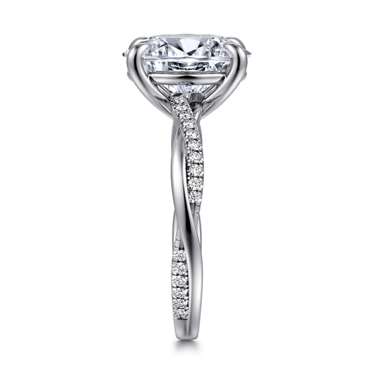 Campana - 14K White Gold Oval Diamond Engagement Ring - 0.16 ct - Shot 4